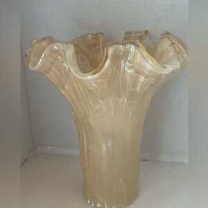 Murano Italian THICK Glass Vase Ribbon Swirl 11 in tall x 11.5